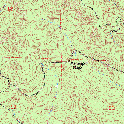 Topographic Map of Sheep Gap, CA