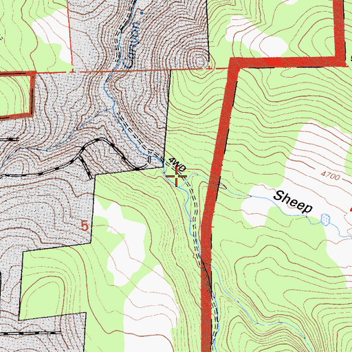 Topographic Map of Sheep Gulch, CA