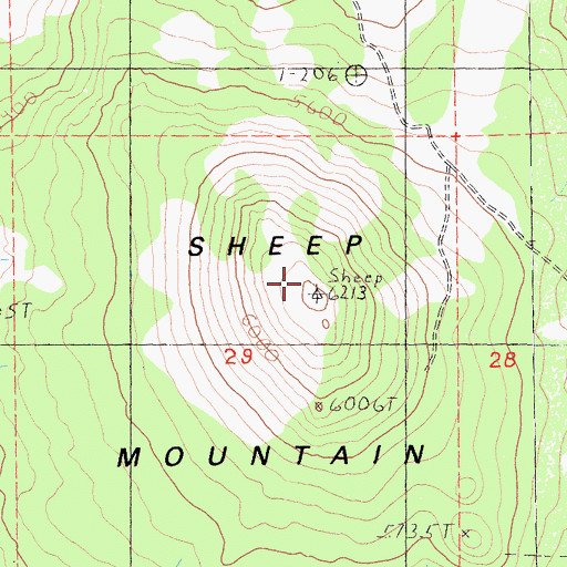 Topographic Map of Sheep Mountain, CA