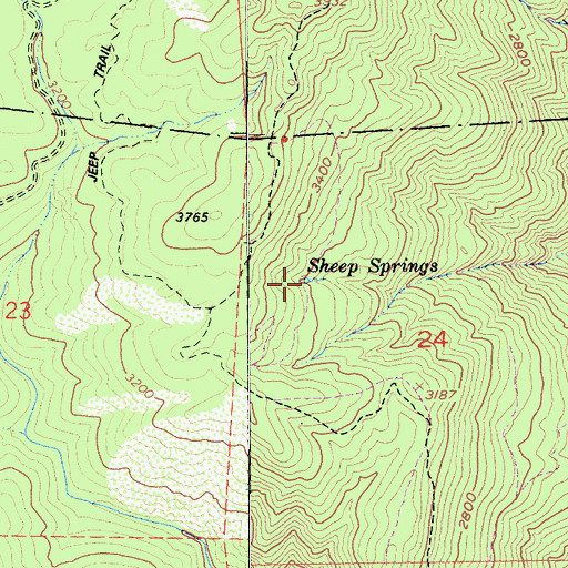 Topographic Map of Sheep Springs, CA