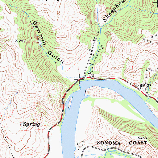Topographic Map of Sheephouse Creek, CA
