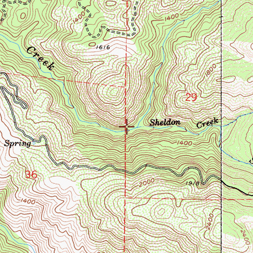 Topographic Map of Sheldon Creek, CA