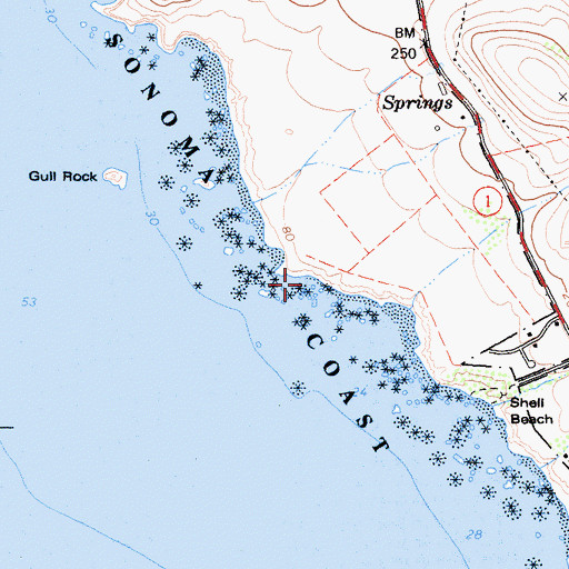 Topographic Map of Shell Beach, CA