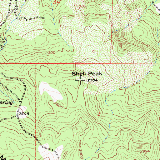 Topographic Map of Shell Peak, CA
