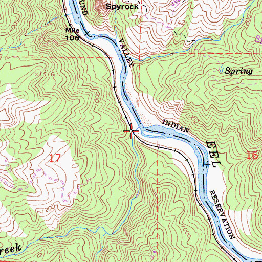 Topographic Map of Shell Rock Creek, CA