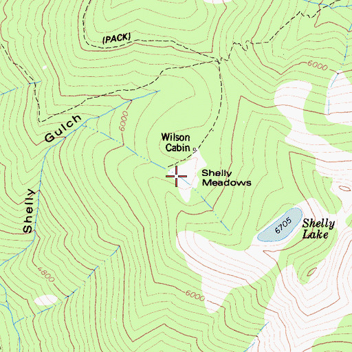 Topographic Map of Shelly Meadows, CA