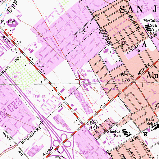 Topographic Map of Sheppard School, CA