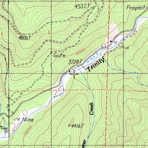 Topographic Map of Sherer Creek, CA