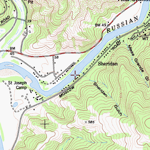 Topographic Map of Sheridan Gulch, CA