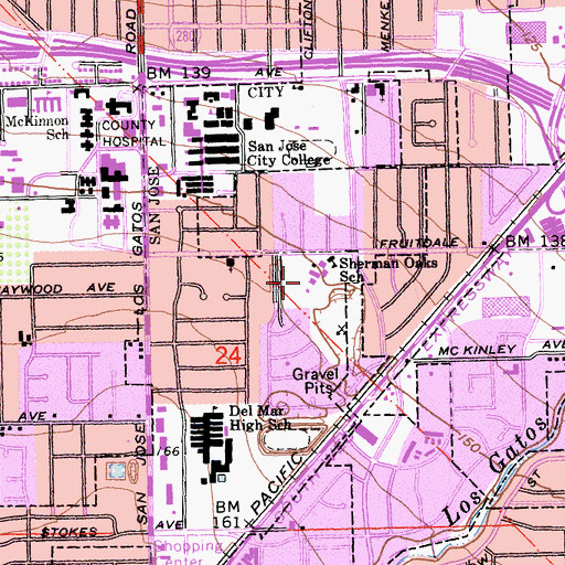 Topographic Map of Sherman Oaks Elementary School, CA