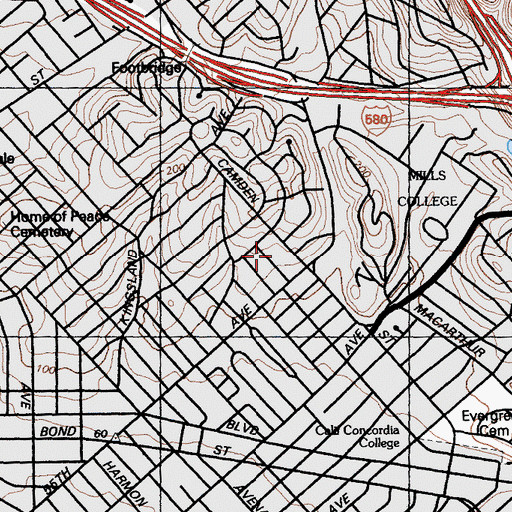 Topographic Map of Elisabeth Sherman Elementary School (historical), CA
