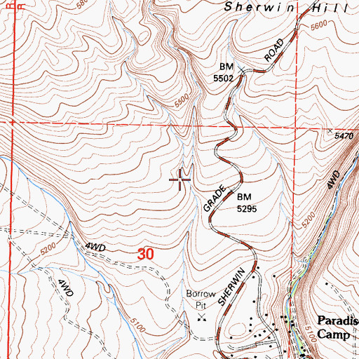 Topographic Map of Sherwin Grade, CA