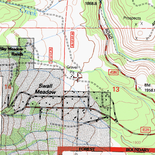 Topographic Map of Sherwin Meadow, CA