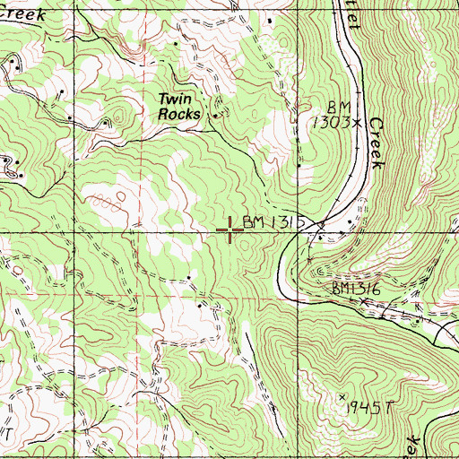 Topographic Map of Sherwood Creek, CA