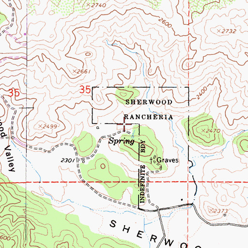 Topographic Map of Sherwood Valley Rancheria, CA