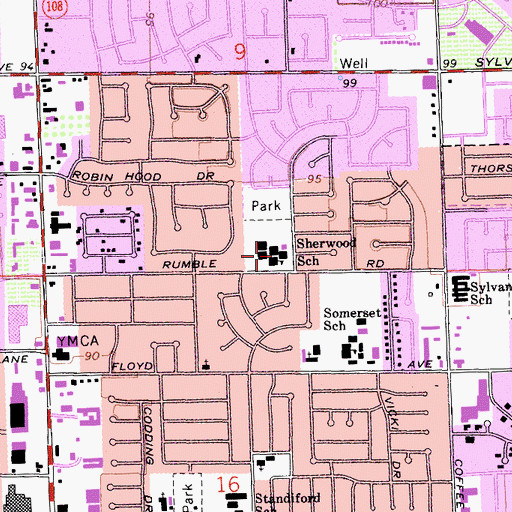 Topographic Map of Sherwood Elementary School, CA