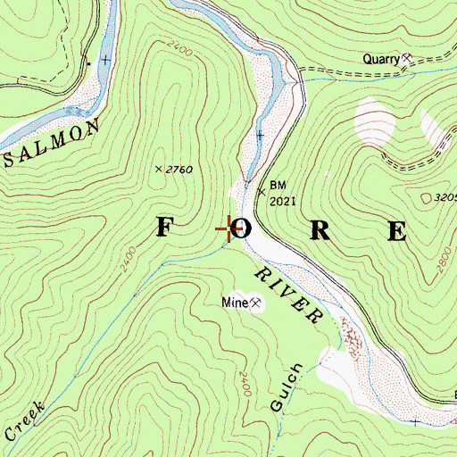 Topographic Map of Shiltos Creek, CA