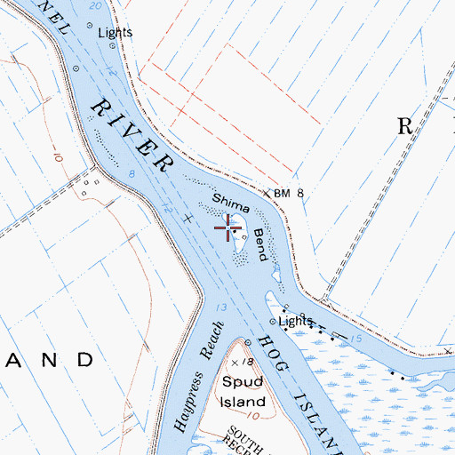 Topographic Map of Shima Bend, CA