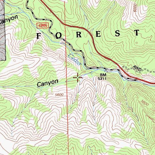 Topographic Map of Shingle Canyon, CA