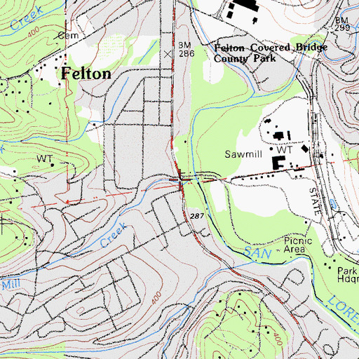 Topographic Map of Shingle Mill Creek, CA