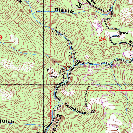 Topographic Map of Shingle Mill Gulch, CA