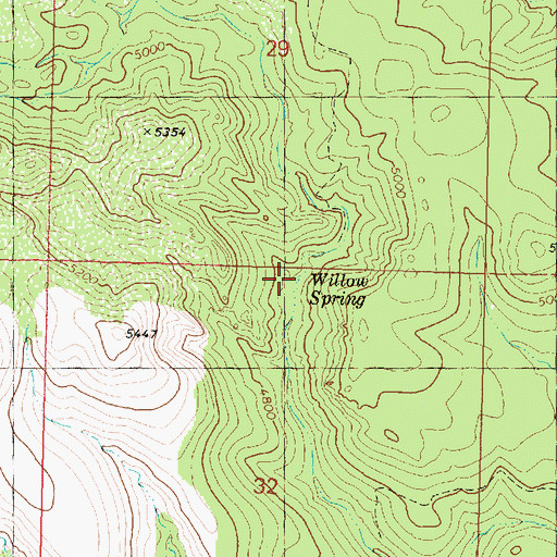 Topographic Map of Willow Spring, AZ