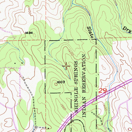 Topographic Map of Shingle Springs Rancheria, CA