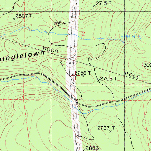 Topographic Map of Shingletown Ridge, CA