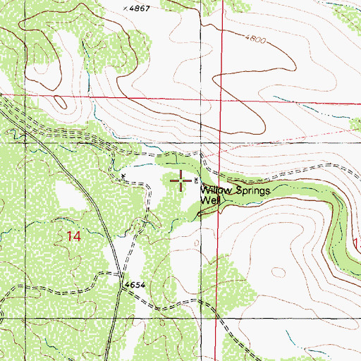 Topographic Map of Willow Springs Well, AZ
