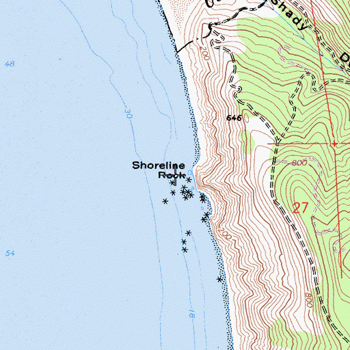 Topographic Map of Shoreline Rock, CA
