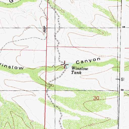 Topographic Map of Winslow Tank, AZ