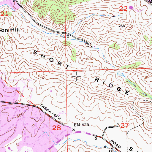 Topographic Map of Short Ridge, CA