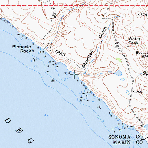 Topographic Map of Shorttail Gulch, CA
