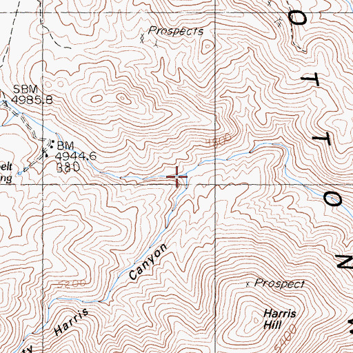 Topographic Map of Shorty Harris Canyon, CA