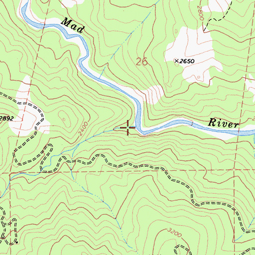 Topographic Map of Showers Creek, CA