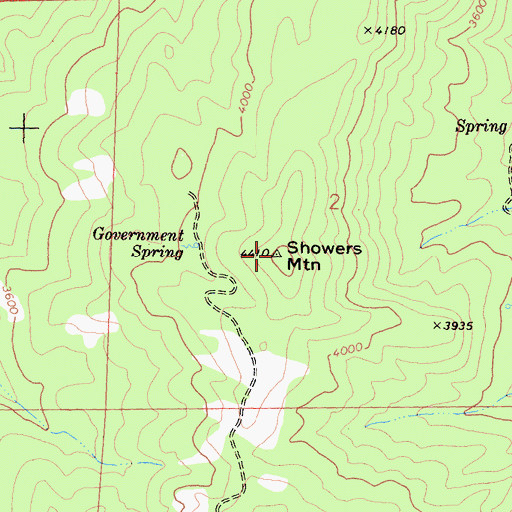 Topographic Map of Showers Mountain, CA