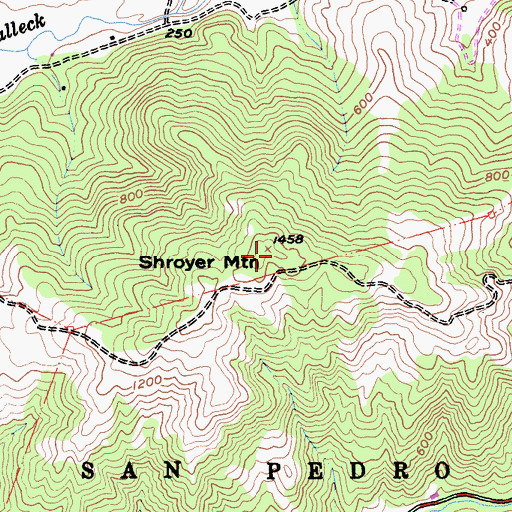 Topographic Map of Shroyer Mountain, CA