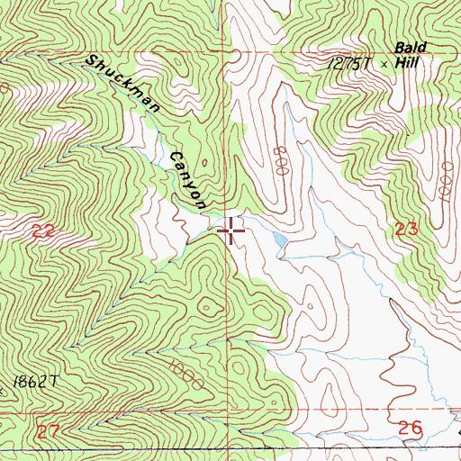 Topographic Map of Shuckman Canyon, CA