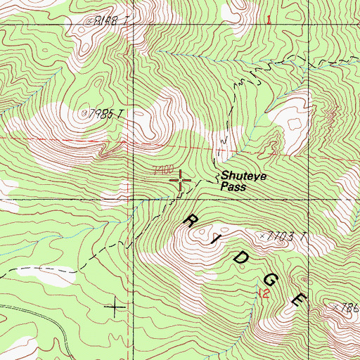 Topographic Map of Shuteye Pass, CA