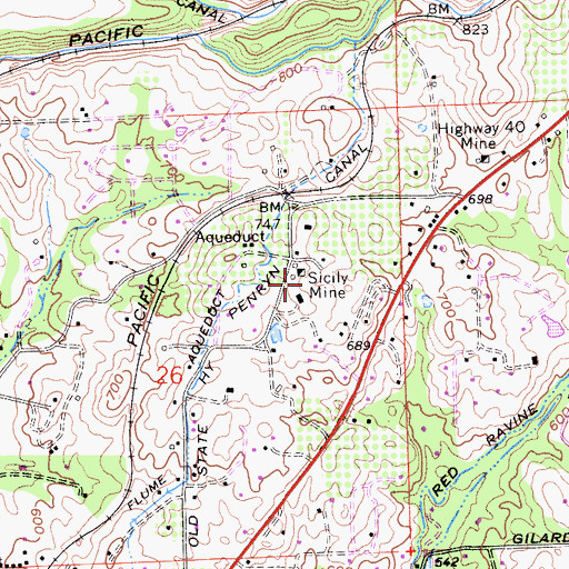 Topographic Map of Sicily Mine, CA