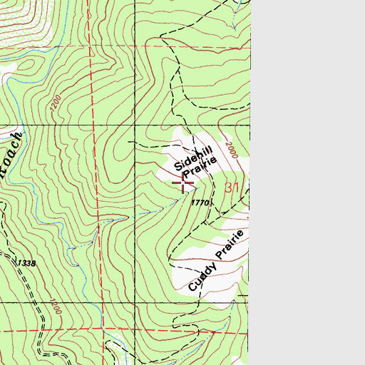 Topographic Map of Sidehill Prairie, CA