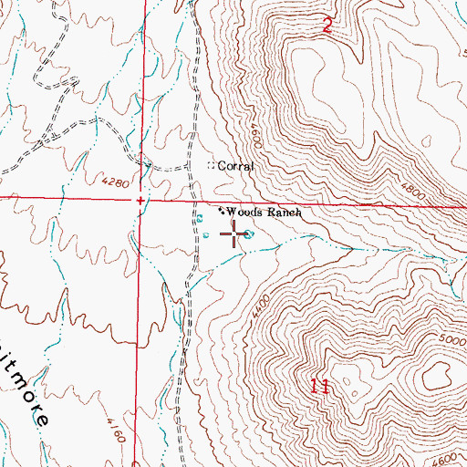 Topographic Map of Woods Tank, AZ