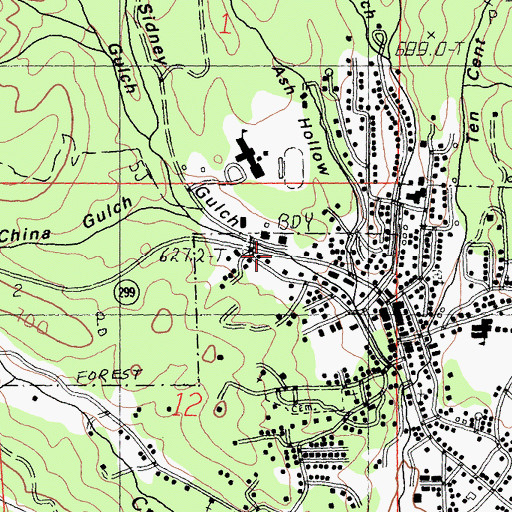 Topographic Map of Sidney Gulch, CA