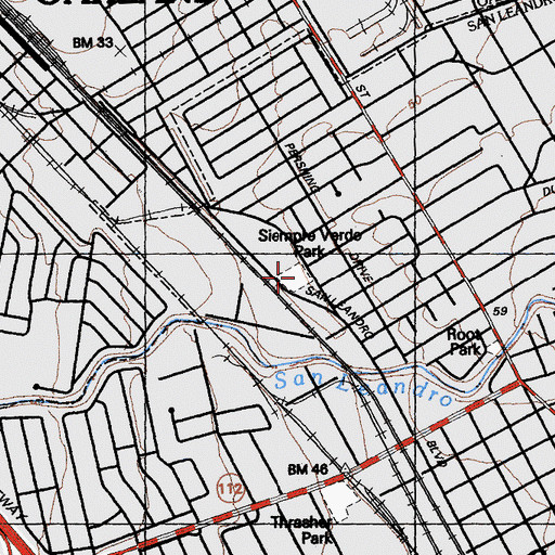 Topographic Map of Siempre Verde Park, CA