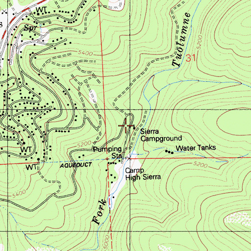 Topographic Map of Sierra Campground, CA