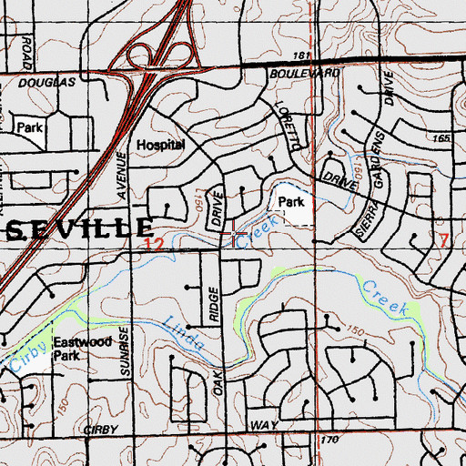 Topographic Map of Sierra Gardens Elementary School, CA