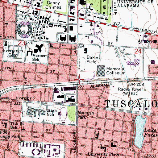 Topographic Map of Thomas Field District Substation, AL