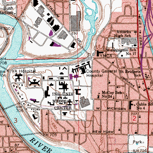 Topographic Map of Regenstrief Health Center, IN