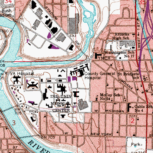 Topographic Map of Dunlap Building, IN