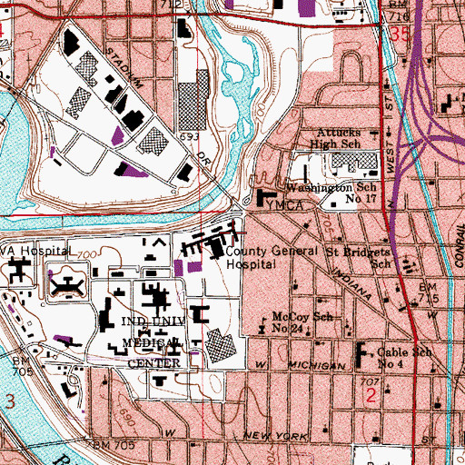 Topographic Map of Bryce Building, IN